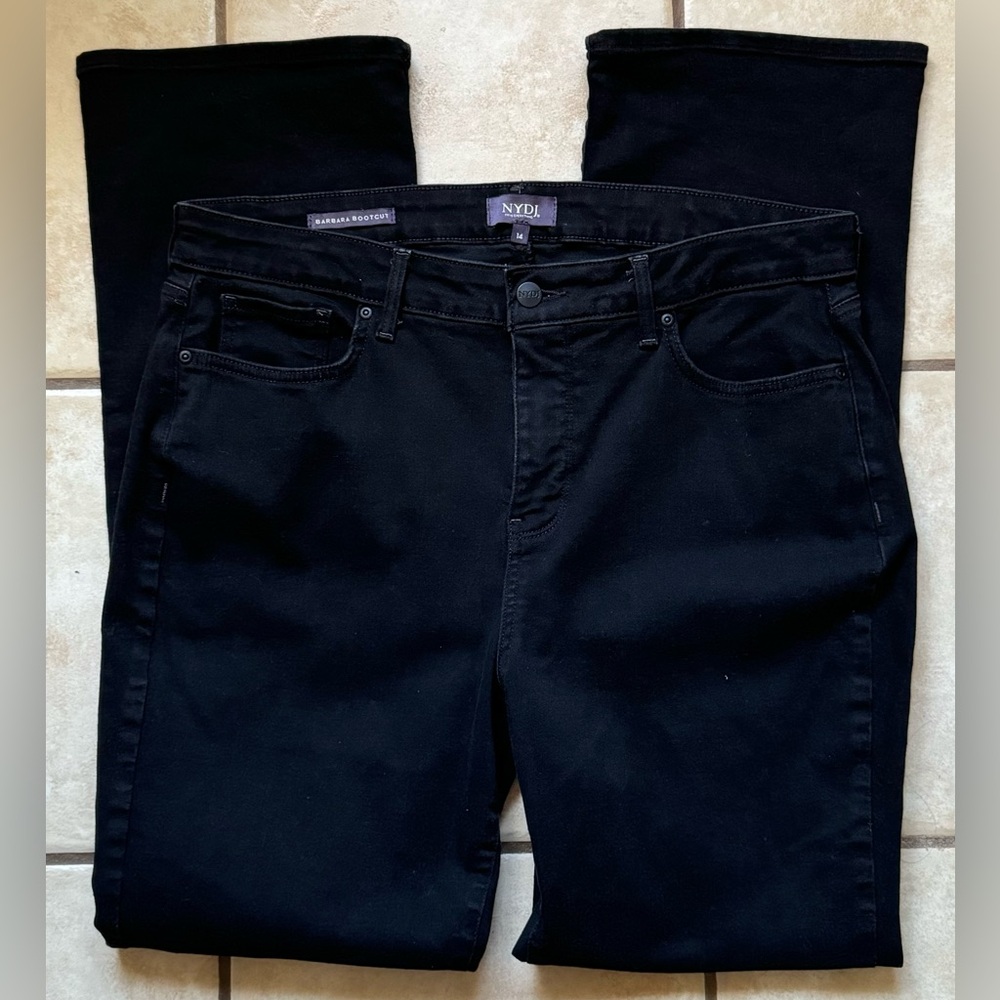NYDJ Barbara Bootcut Jeans Woman  14P  Black Lift Tuck Stretch Casual Workwear